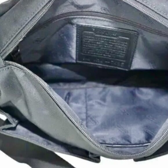 COACH KIJ-7435 Rare 1980's Black Twill and Leather Crossbody Bag - Picture 2 of 9